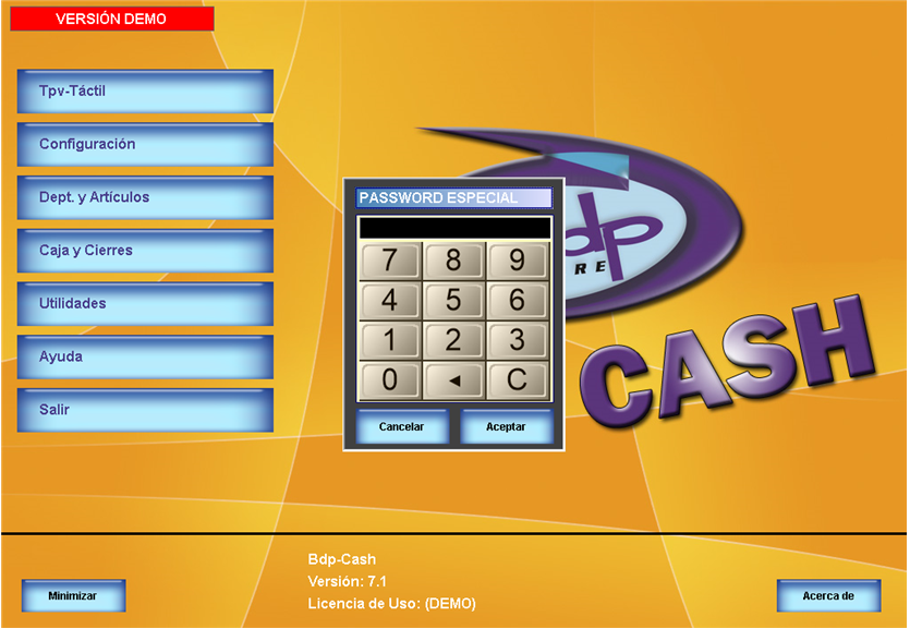 SOFTWARE BDP CASH CON TICKETBAI